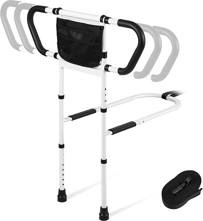 Klvied Bed Rails for Elderly Adults Safety, Bed Side Rails with Non-Slip Handles, Adjustable Bed Cane with Motion Light and Storage Bag, 400LB Gravity Capacity