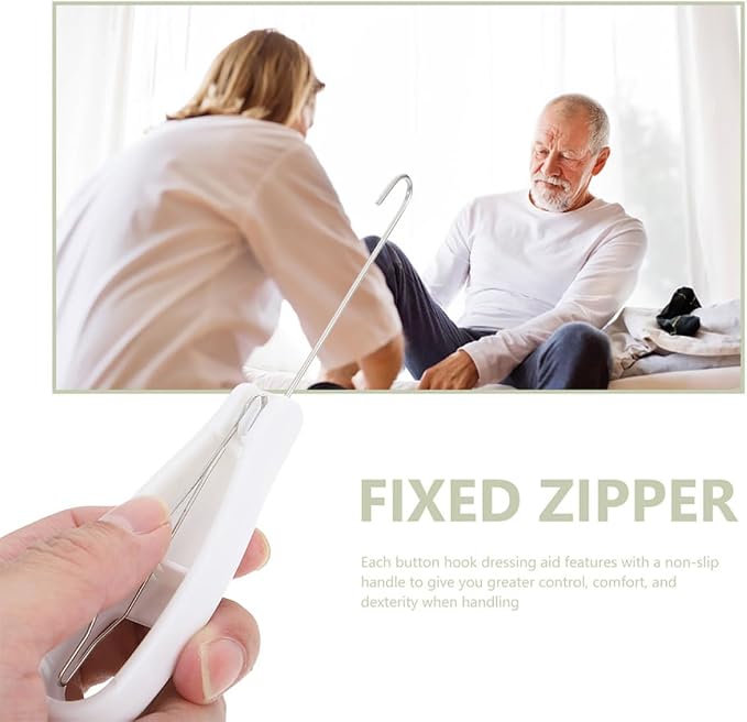 Veemoon 2pcs Button Hook and Zipper Puller Dressing Aid Tool, Simple Button Assist and Zipper Pulling Helper for Elderly and Arthritis Patients, Clothes Wearing Assistance