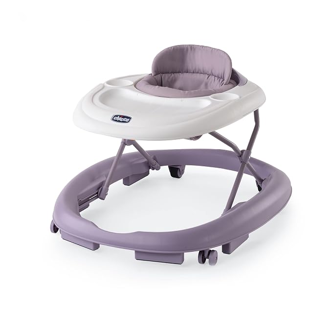 Chicco Mod Walker Foldable Infant Walker, 3 Height Adjustments, BPA-Free Tray with 2 Cup Holders, Brake Pads, for Children up to 26 lbs., Space-Saving Compact Fold, Lavender/Purple