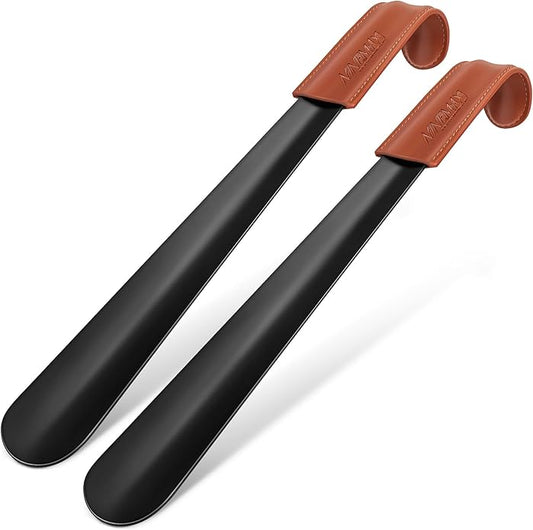 NINEMAX Shoe Horn Long Handle for Seniors Men Women, Metal Long Shoehorn for Boots, Shoe Spoon Helper 16.5''