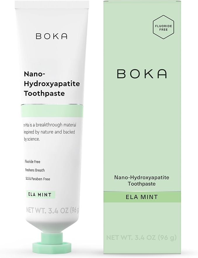 Boka Fluoride Free Toothpaste, Nano Hydroxyapatite Toothpaste, Appropriate for Sensitive Teeth - for Adult Oral Care - Ela Mint Flavor, 3.4 Fl Oz 1Pk
