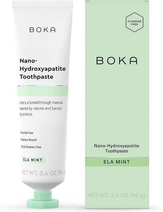 Boka Fluoride Free Toothpaste, Nano Hydroxyapatite Toothpaste, Appropriate for Sensitive Teeth - for Adult Oral Care - Ela Mint Flavor, 3.4 Fl Oz 1Pk