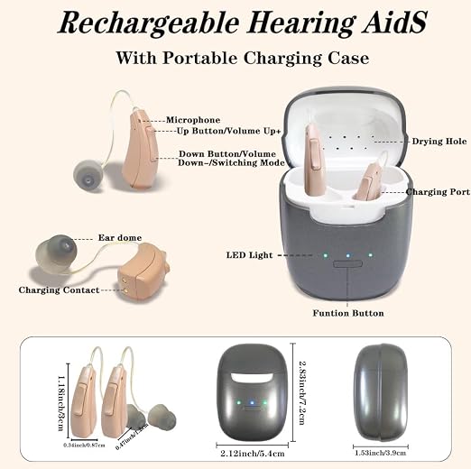 OTC Hearing Aids Not Amplifier True Hearing Aids Invisible 16 Channels Digital Rechargeable Hearing Aids For Seniors With Noise Cancellation Professional 4 Programs For Optimal Hearing Experience