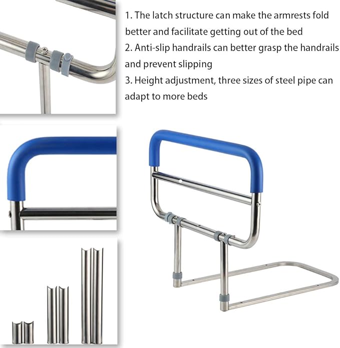 Bedside Assistant Stainless Steel Bedside handrail for The Stable and Foldable Adjustable Senior Bed Safety Rail and Bedside Standing Assist Grab Bar