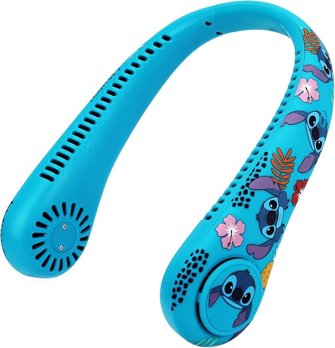 Disney Lilo and Stitch Portable Neck Fan| Bladeless Hands-Free Fan with 5 Speeds, Rechargeable Wearable Cooling Fan for Travel & Summer| Lightweight Personal Fan, Stitch Gifts for Women, all Fans