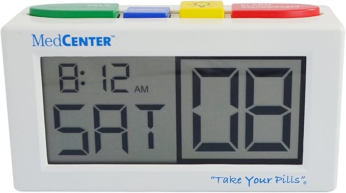 e-Pill 4 Times a Day x 7 Day Large Weekly Pill Organizer, Vitamin, and Medicine Pillbox - with 4 Alarm Talking Reminder