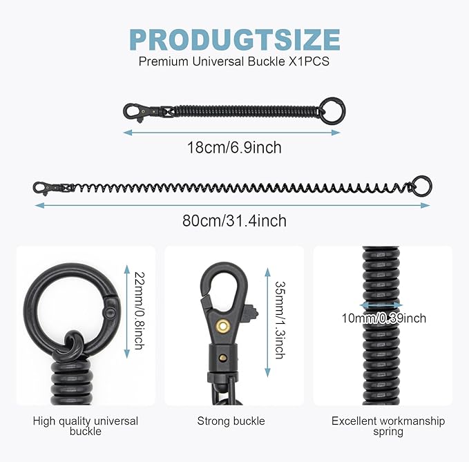 Spiral Coil Spring Keychain, Anti-lost Key Chain Holder Lanyard Cord with Lobster Clasp