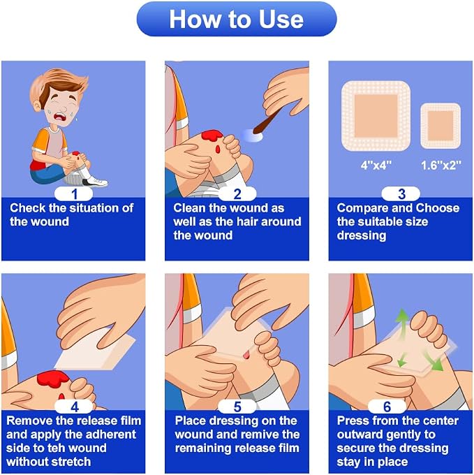 Niceful 10 Count Silicone Foam Dressing 1.6" x 2", Wound Dressing for Minor Surgical Incisions, Abrasions, Absorbent Silicone Bandages for Sensitive Skin, Small Bed Sore Bandages