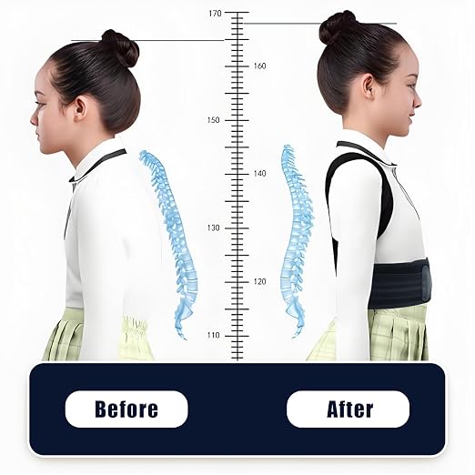 Posture Corrector for Kids Adjustable Back Straighter with Shoulder Pads Upper Back Posture Brace for Teenagers to Provide Spinal Support Improve Posture and Prevent Slouching (Large, waist size 31.5-37.5in)