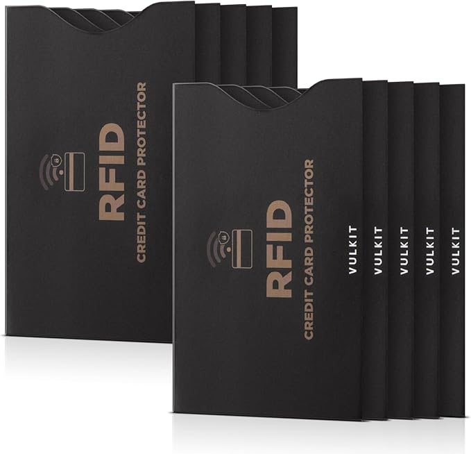 VULKIT RFID Blocking Sleeves 10 Pcs Credit Card Holders, Anti-Theft RFID Blocker Sets Travel Essentials Fits Bags & Purses