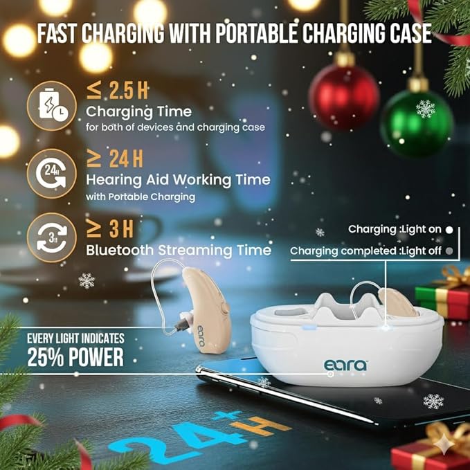 Eara Explore Li+ Rechargeable OTC Hearing Aids – Self-Fitting, Bluetooth 5.0 with Phone & Music Streaming | App-Controlled, Receiver-in-Canal (RIC) Design | FDA-Registered for Seniors and Adults 2025