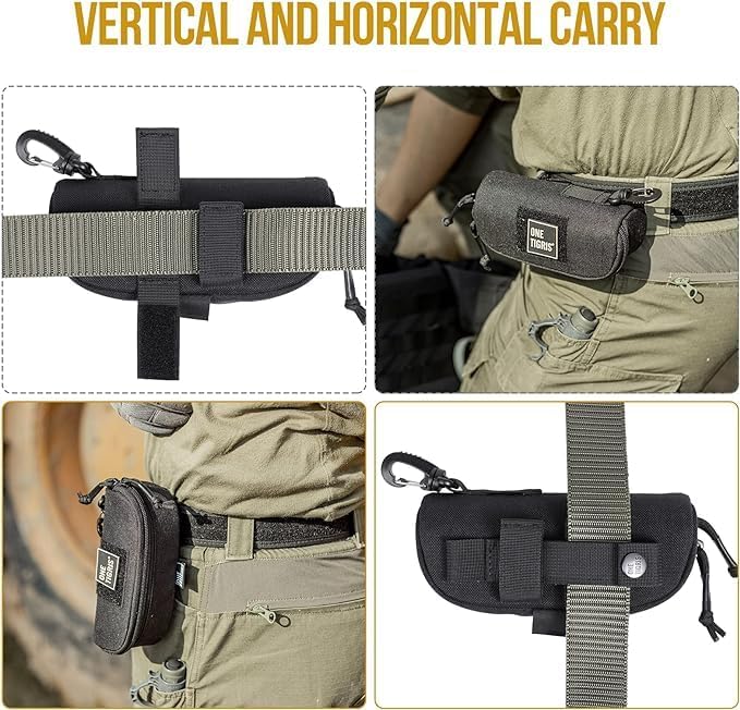 ONETIGRIS Tactical Hard Shell Eyeglasses Case Molle Zipper Sunglasses Pouch Shockproof Crush Resistant for Outdoor Activities