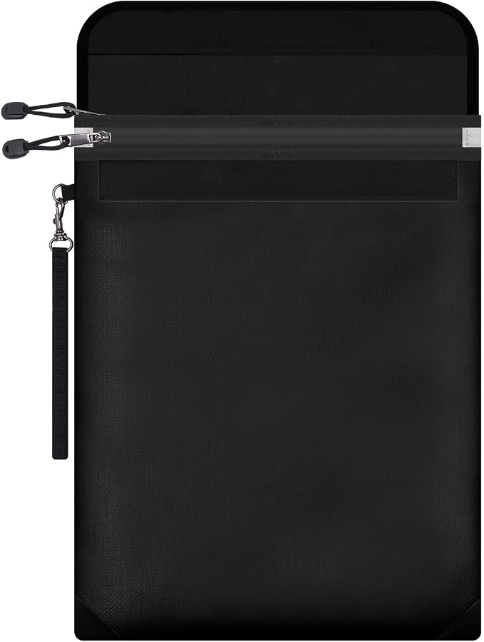 Fireproof Document Bag 15.5"x11.2", Dual Zipper Pockets, Waterproof Fire Resistant Safe for Legal & A4 Size Papers, Important Document & Money Organizer for Home Office & Travel