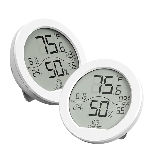 Indoor Digital Hygrometer Thermometer for Room Temperature Humidity Meter | SECRUI Thermometer Accuracy Calibration LCD Temperature Sensor with Maximum and Minimum Records,2 Pack