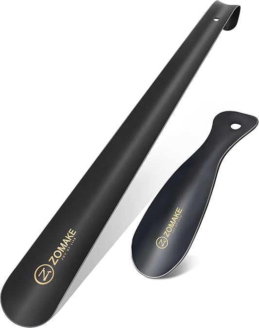 ZOMAKE Shoe Horn Long Handle for Seniors Men Women,16.5" Metal Long Shoehorn for Boots Shoe Spoon Helper