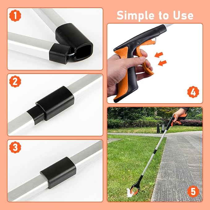 32" Grabber Reacher Tool, Foldable Reacher Grabber Pickup Tool with 360° Rotating Jaw & Magnet, Heavy Duty Pick Up Stick Grabbers for Seniors, Lightweight Grabbers