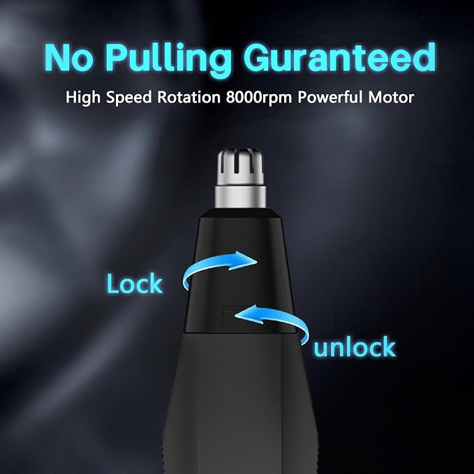 Soonsell Men Painless Nose & Ear Hair Trimmer, Wet Dry Groomer | 8000RPM high-speed motor, painless trimming,Washable cutter head,Wet & dry dual-use, lightweight portable for men