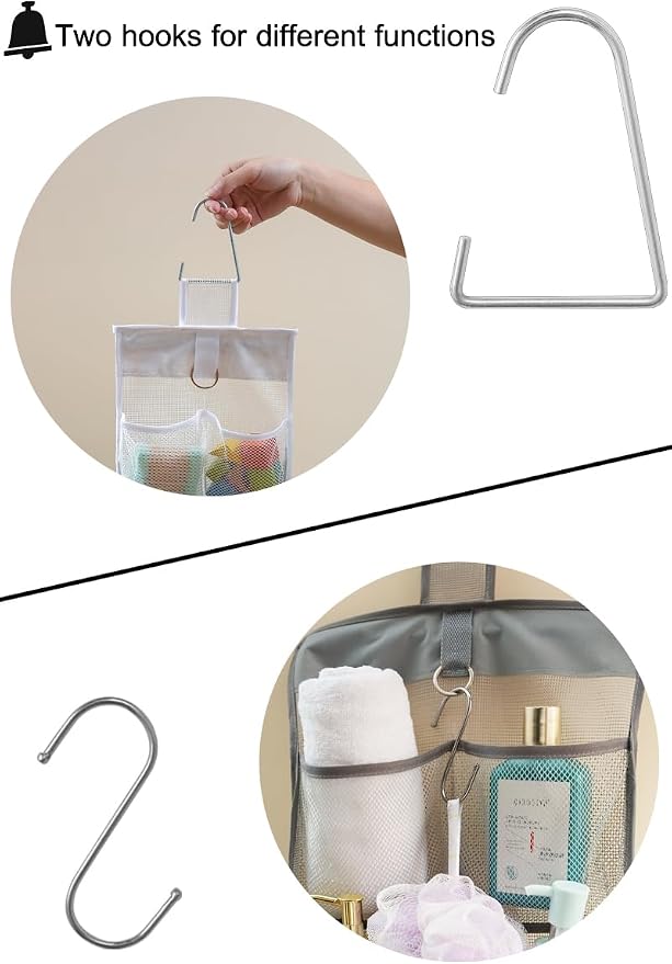 ALYER Hanging Mesh Bathroom Organizer,Durable Shower Caddy,Net Storage Bag for Closet Nursery Office Dorm RV Toys Cosmetics Sundries (White, 24" H * 13" W * 8" D)