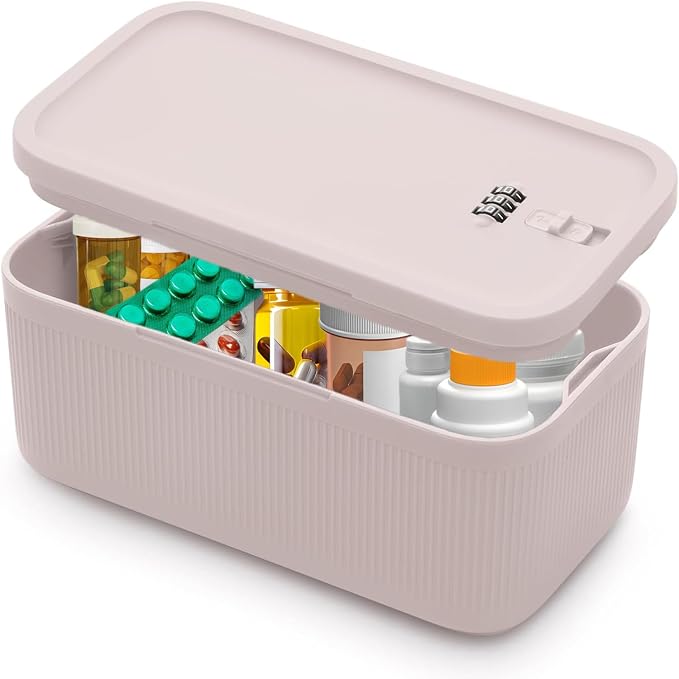 Small Medicine Lock Box with Code for Snacks, Medicine, Mobile Phone Storage, Phone Lock Box Video Games,Social Media,Snacks Cravings,Self-Control Lockable Storage Box, Phone Locker Locking Container