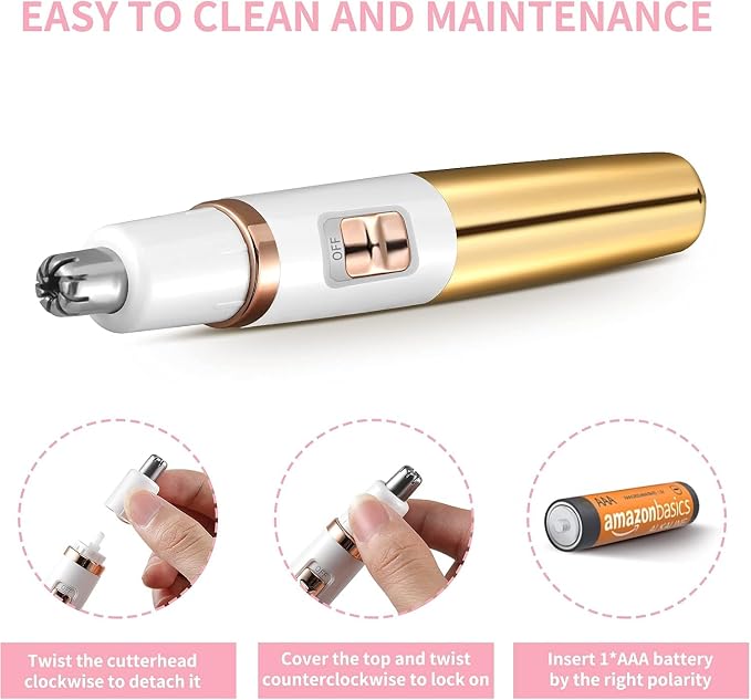 NUMIFUN Ear and Nose Hair Trimmer for Women Nose Hair Clipper Professional Painless Noses Trimmer Ladies Eyebrow and Facial Hair Trimmer, Waterproof Dual Edge Blades for Easy Cleansing