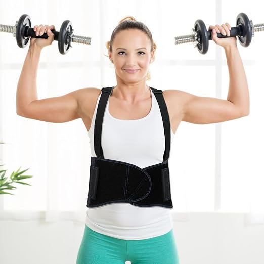 Zeluga 20-538 Industrial Work Back Brace, Back Support Belt with Suspenders, Lower Lumbar Support for Heavy Lifting, Removeable Straps, S/M