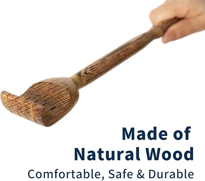 Back Scratcher with Massage Hammer, 100% Natural Wood Finger-Like Back Scratchers for Adults Men Women,19 Inch Thicken Extended with Body Massager Gifts for Senior(3- Bullet Version)