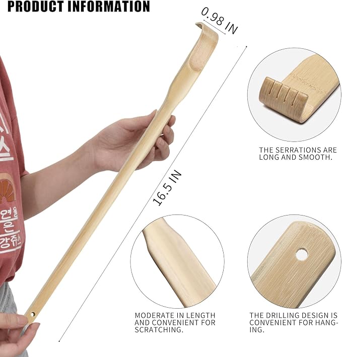 3 Pcs Bamboo Back Scratcher Bamboo Back Scratchers 17 Inch Long Handle Back Scratchers for Adults Men Women (16.5 inches)