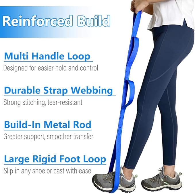 42 Inch Leg Lifter, Leg Lifter After Hip Replacement, Leg Lifter for After Knee Surgery, Leg Lifter Strap Rigid with Multi Loops, Leg Lifters Getting Legs in and Out of Bed, Car, Couch, Wheelchair