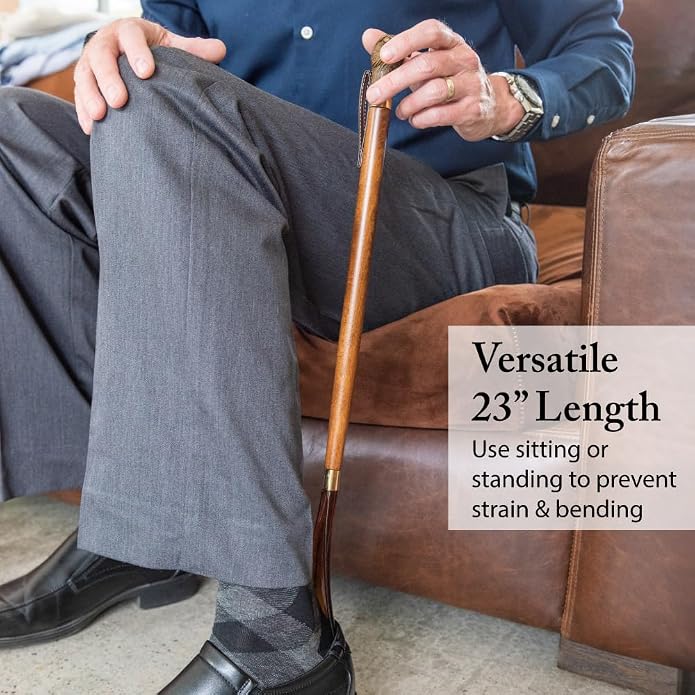 FootFitter 23” Shoe Horn, Premium Long Length Shoe Aid (Made in Italy) | Elegant Tall Build & Premium Crafted Shoehorn to Ease Heel Entry & Protect Shoe Structure, Daily Comfort & Quick On‑Off Use