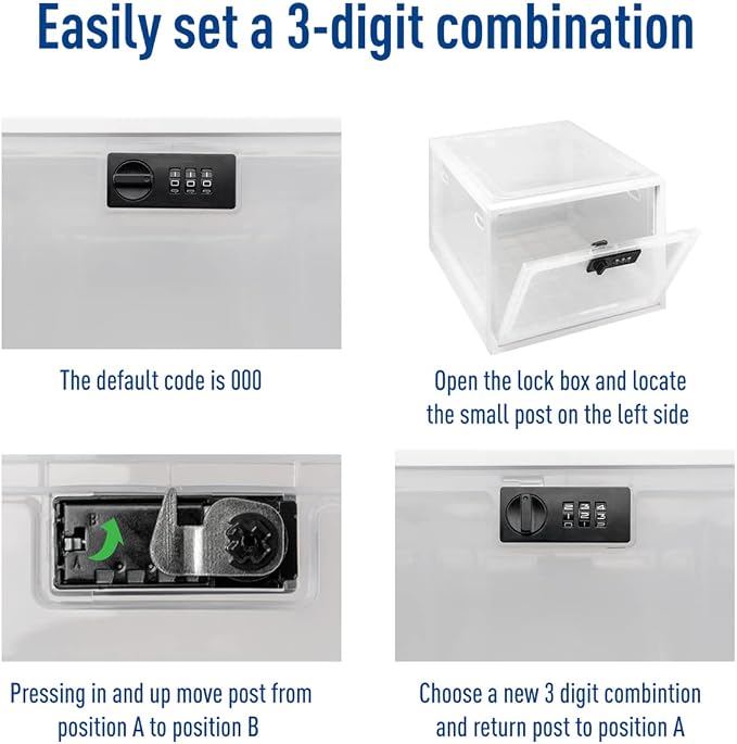 EZY DOSE Medication Lockbox, Secure Storage for Medication and Vitamins, Combination Lock, Large Capacity, Food Safe and BPA Free | Lock Secures Contents Safely, Spacious Interior Holds Supplies, Durable Food-Safe Construction Ideal for Organized Storage