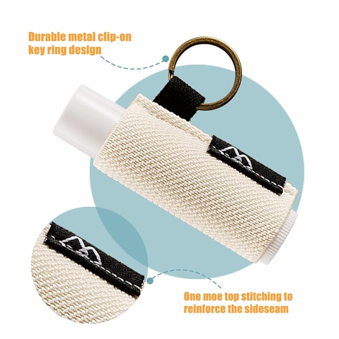 WK IEASON Lip Balm Holder Keychain, Small Christmas Gifts Stocking Stuffers for Teen Girls Women, 3PCS Clip on Lip Gloss Holder Compatible With Chapstick, Burt's Bees Sleeves Elastic Lipstick Holder