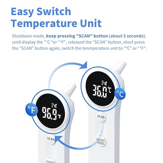 Boncare Ear and Forehead Thermometer for Adults and Kids | 2X Accuracy Infrared Digital Thermometer ,1 Second Reading, No Touch Baby with Fever Alarm
