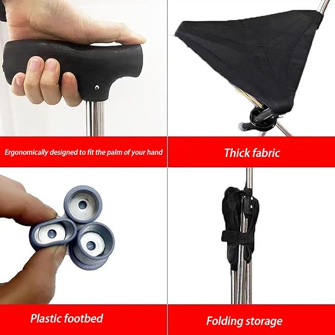 Cane with Seat - Portable Stool Chair, Supports Up to 240 Lbs cameping Chairs, Lightweight Up to 1.4 Lbs, Suitable for Men, Women, Seniors, People with Disabilities