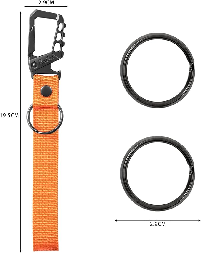 Metal heavy duty key chain carabiner clip bottle opener wrist lanyard ring car key fob unisex for men and women