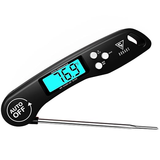DOQAUS Meat Thermometer Digital – Instant Read Food Thermometer for Cooking | Backlight & Auto-Rotating Display, Kitchen Gadgets Essentials for BBQ Oven Grill Smoker Candy Gift for Dad Men