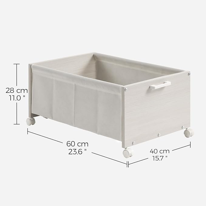 FOUCSSOMEI Under Bed Storage with Wheels, Wooden Under Bed Drawers On Wheels, Rolling Under Bed Shoe Storage, Space Saving,White,70L