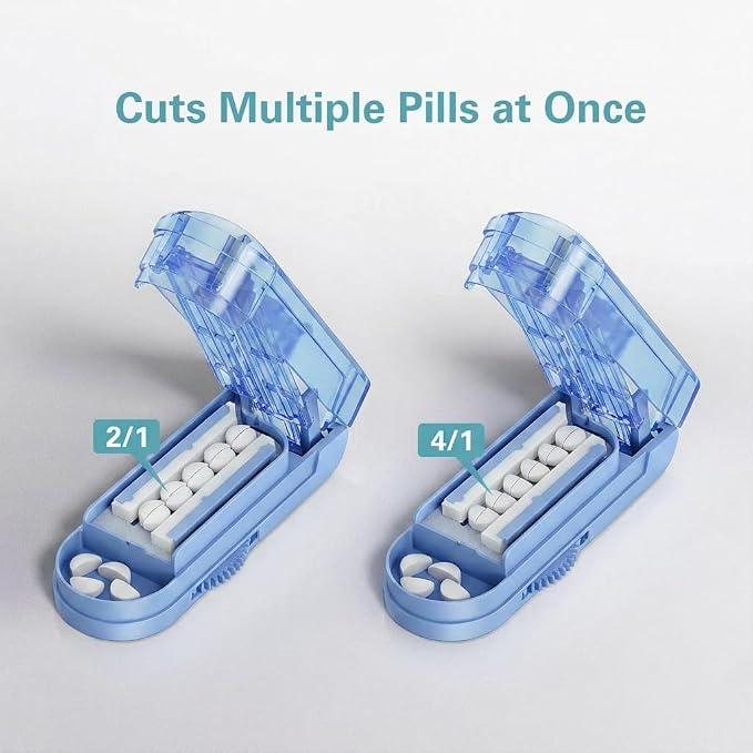 DEPAD Pill Cutter Splitter for Small and Tiny Pills, Pill Splitter for Cutting Multiple Pills with Adjustable Bars & Hidden Blade, Safely Cuts Small or Large Tablets for Seniors & Pets