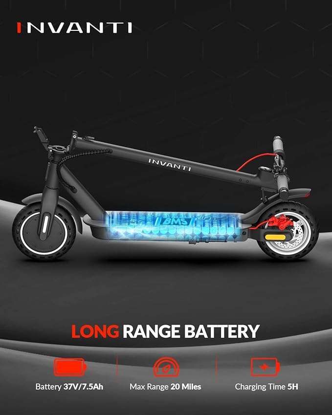 INVANTI E30 Adult Electric Scooter, Max 20Miles & 18 MPH, 350W Motor, Turn Signals, Smart APP, 8.5" Solid Tires, Foldable Commuter Electric Scooter for Adult with Rear Suspension and Dual Brakes
