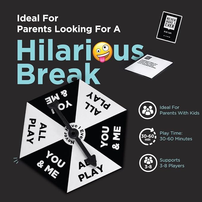 Never Have I Ever Card Game - Parent Edition, Fun and Engaging Adult Party Games for Game Night, Date Night, or Vacation, Includes Hilarious and Relateable Prompts for Couples with Kids, Ages 17+