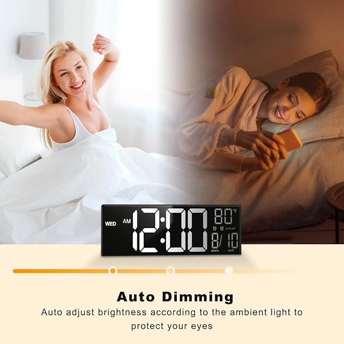 JALL 13" Large Digital Wall Mount Clock for Living Room, Count Down Timer, Alarm, Big LED, DST, Temperature for Classroom Desk, Xmas, Birthday Gift for Senior Mom Dad