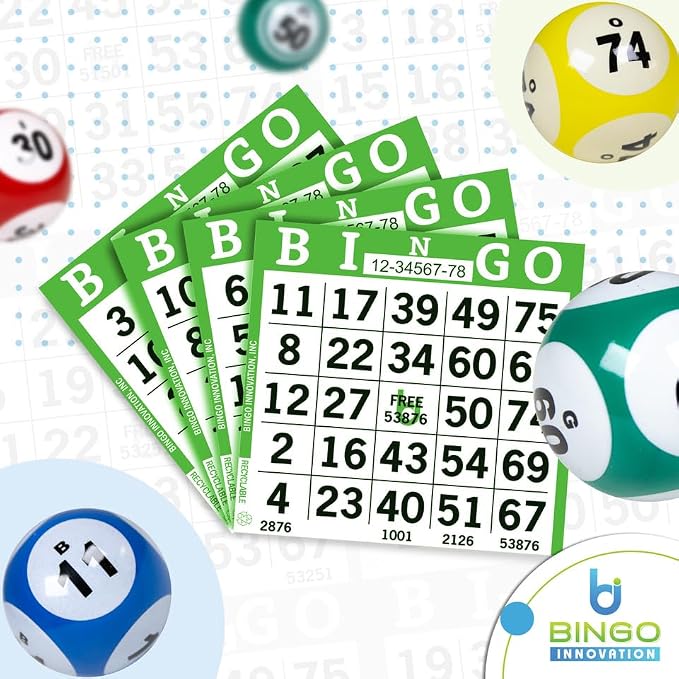 Bingo Paper Sheets – 1 Face, 4" x 4" – Pack of 500 Disposable Single-Use Bingo Cards – Recyclable Dauber Paper for Seniors, Adults & Community Events (Lime)