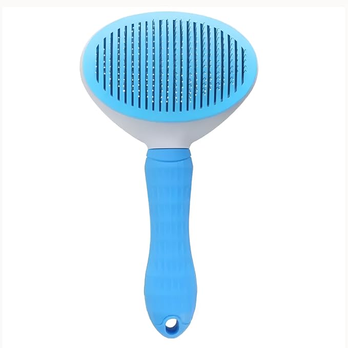 PETS-LAMB Self-Cleaning Dog and Cat Grooming Brush, Suitable for Long or Short Hair, Loose Hair Removal Brush, Easy to Remove, Pet Massage Tool. (Blue)