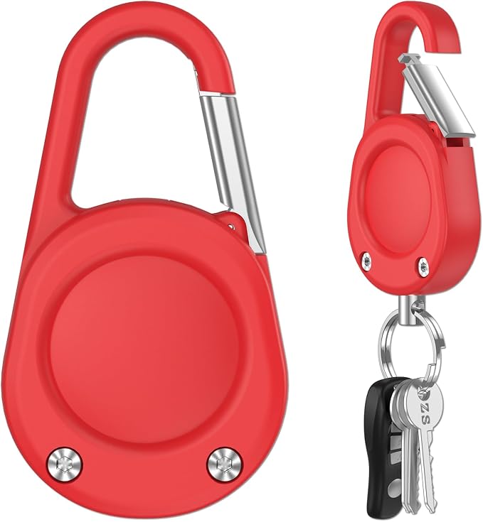 for Airtag Keychain,IPX8 Waterproof AirTag Holder with Carabiner,Hard PC,Lock Clip,Universal Wheel Keyring,Air Tag Keychain for Apple Airtag (Red 1 Pack)