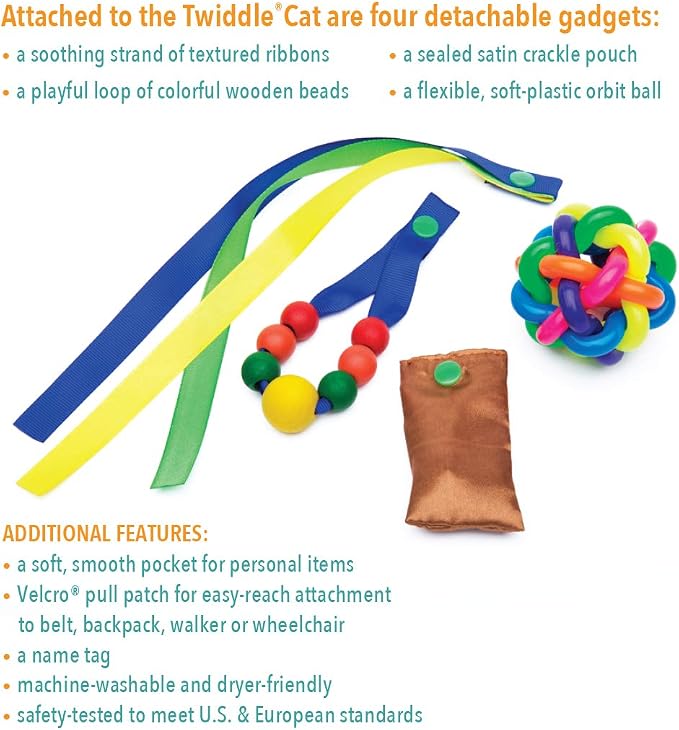 Twiddle Premium Dementia Activities for Seniors - Comforting Alzheimer’s Products for Elderly - Engaging Sensory Items for Adults (Brown Cat)
