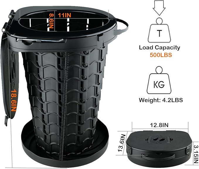 XXL Portable camping Toilet, Foldable and Height Adjustable, Load Capacity 500lbs, with Carrying Handle, Perfect for Camping, Travel & Car Use
