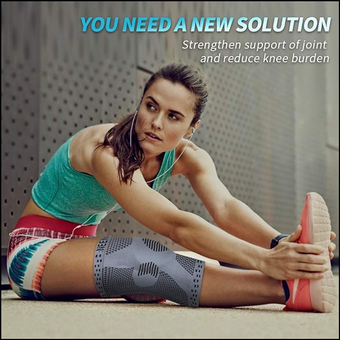 NEENCA Professional Knee Brace for Pain Relief, Medical Knee Support with Patella Pad & Side Stabilizers, Compression Knee Sleeve for Meniscus Tear, ACL, Joint Pain, Runner, Workout (Gray, XXX-Large)