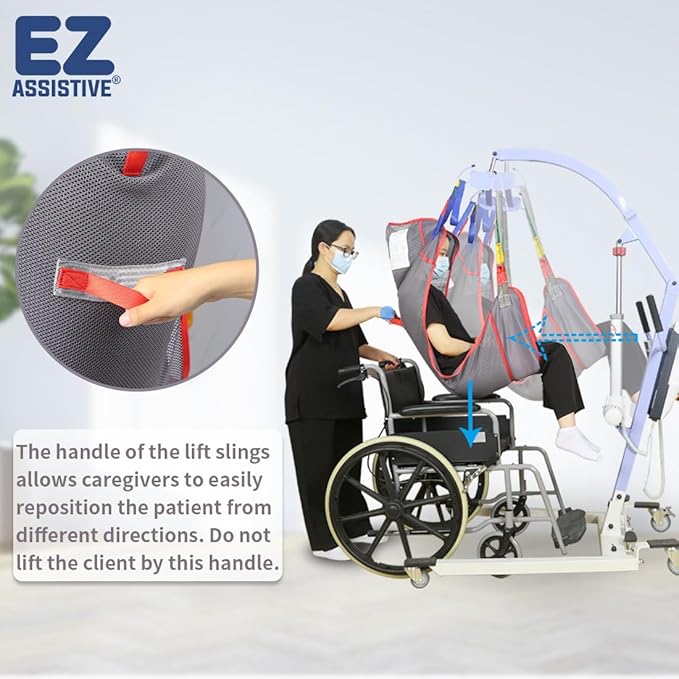 500lbs Mesh Full Body Sling for Lift - Patient Transfer Sling with Wide Pads for Elderly & Disabled,Compatible and Multi-Scene Transfer