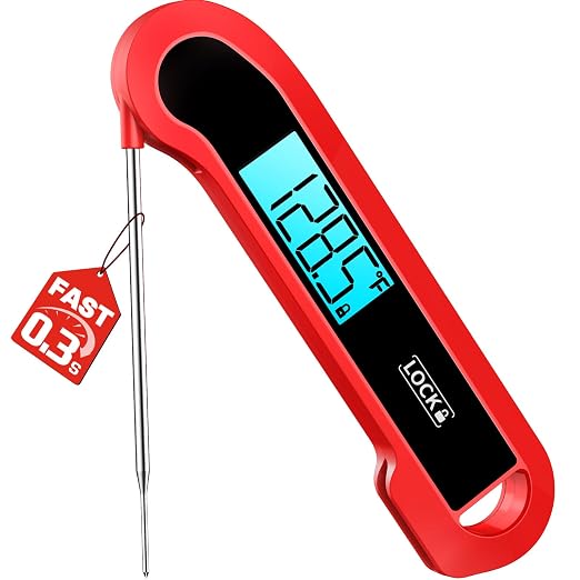 0.3 Sec Instant Read Meat Thermometer Digital for Cooking, Red | ±0.5℉ Precision, Food Thermometer for Grilling, Air Fryer, Smoker, BBQ Essentials, Kitchen Gadgets, Gift for Dad Him