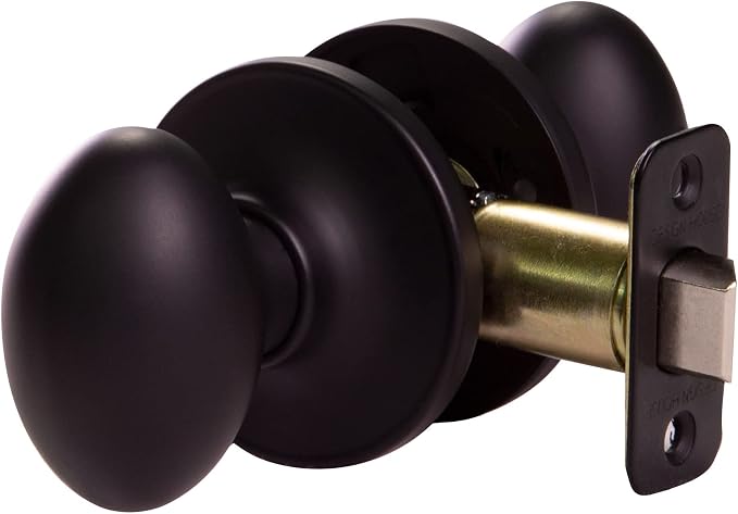 Design House 779173 Egg Passage Hall and Closet Door Knob Matte Black | Surface, Traditional, Brass, Hardware, 779173