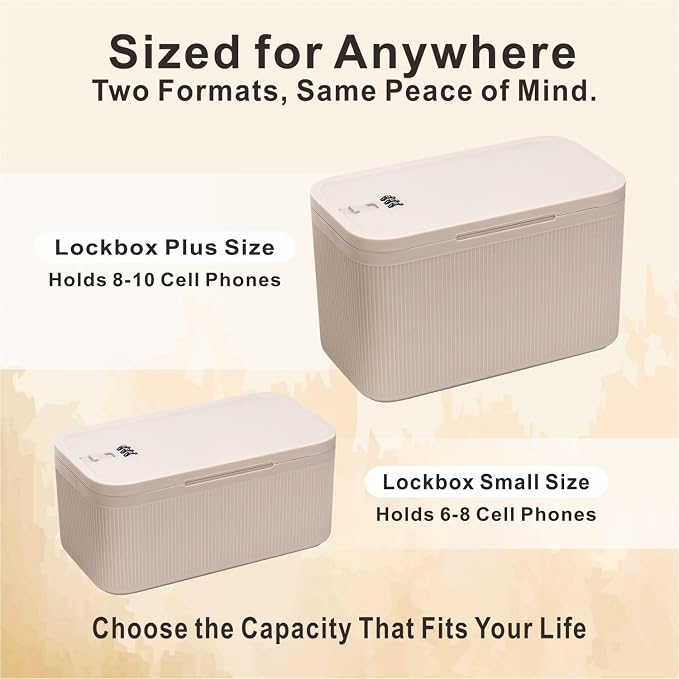 SANIDIKA Lockable Storage Box, Locking Medicine Box, Cell Phone Locked Jail, Food Medical Lockbox, Containers Bin for Personal Refrigerator Home Office Organization Travel Farther Gift (Cream Plus)